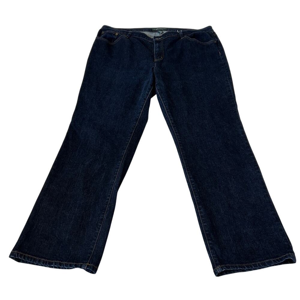 Lauren Jeans Co LRL Women's Classic Straight Leg Jeans Size 18W Dark Wash Blue